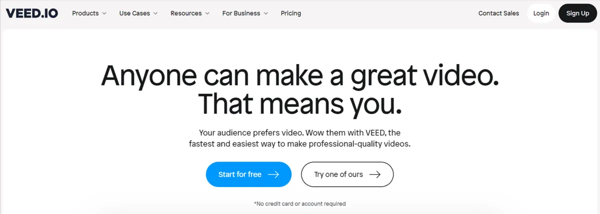 Veed io main page